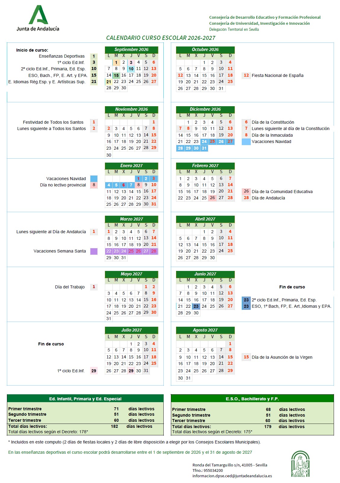 calendario escolar 26 27